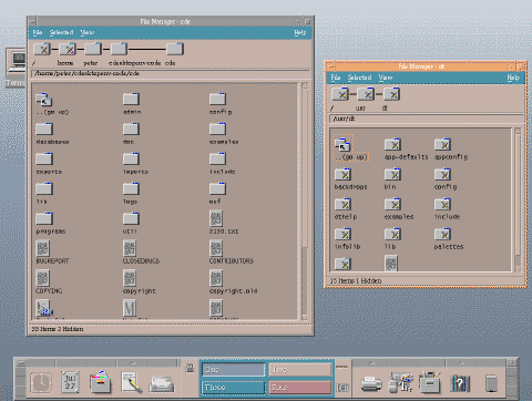 Screenshot of an Unix system running Common Desktop Environment